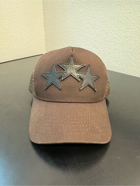 Amiri Three Star Trucker Shitake Brown Hat